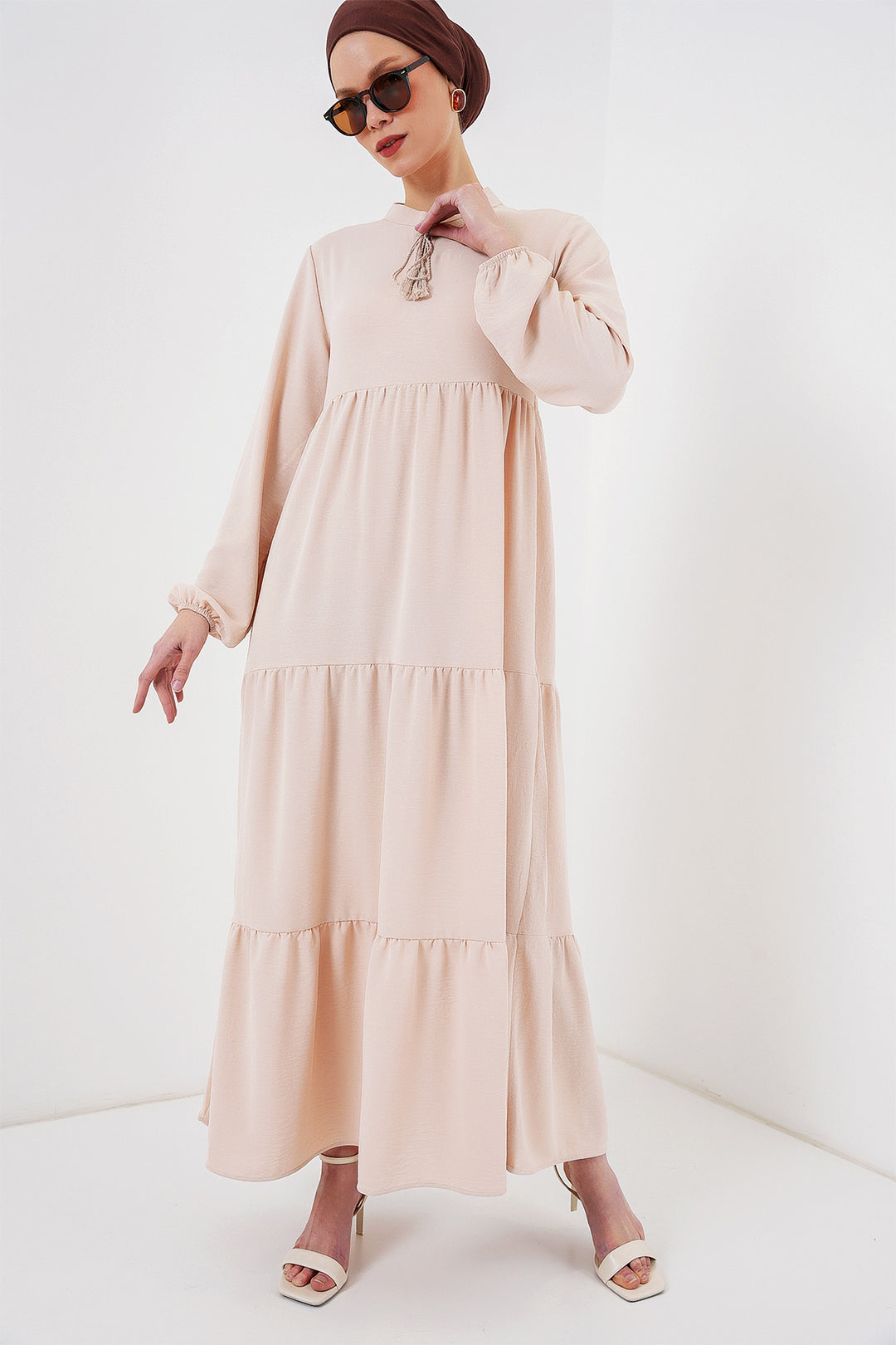 Bigdart Robe de hijab à lacets 1627 - Beige
