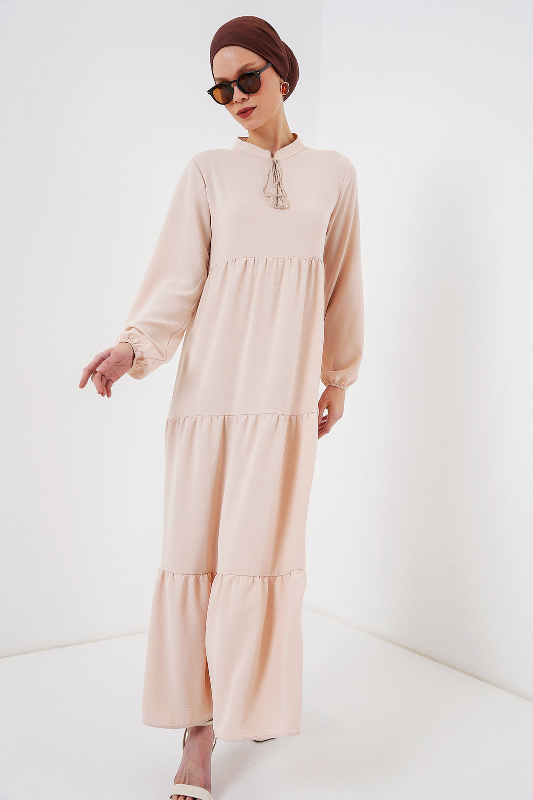Bigdart Robe de hijab à lacets 1627 - Beige