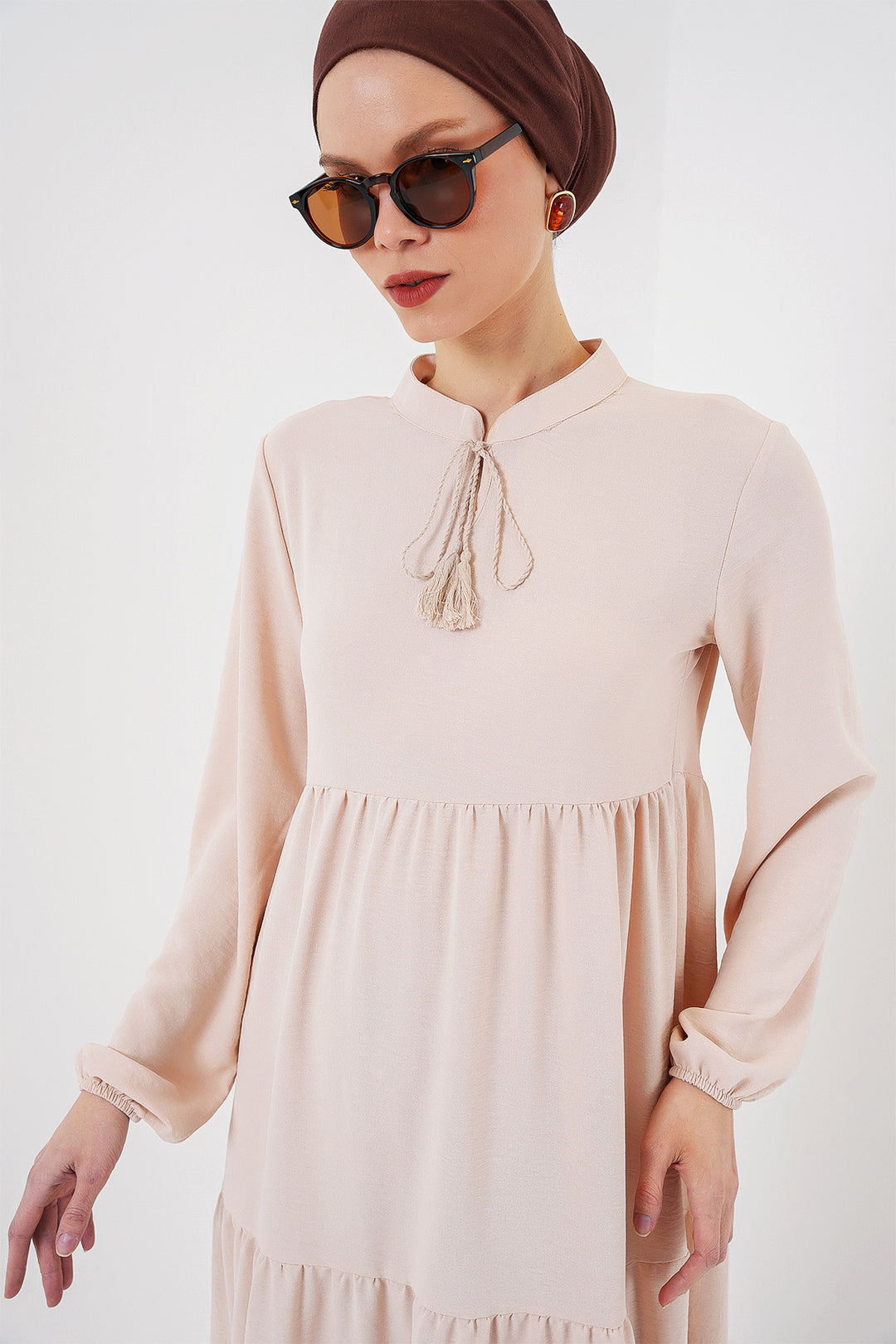Bigdart Robe de hijab à lacets 1627 - Beige
