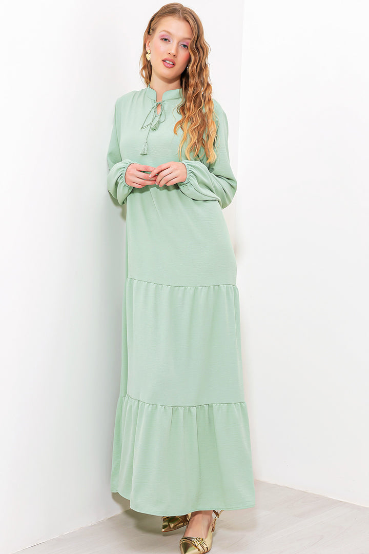 Bigdart Robe longue de hijab en viscose à lacets vert d'eau femme 1627 - c. çağla