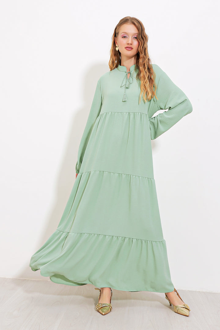 Bigdart Robe longue de hijab en viscose à lacets vert d'eau femme 1627 - c. çağla