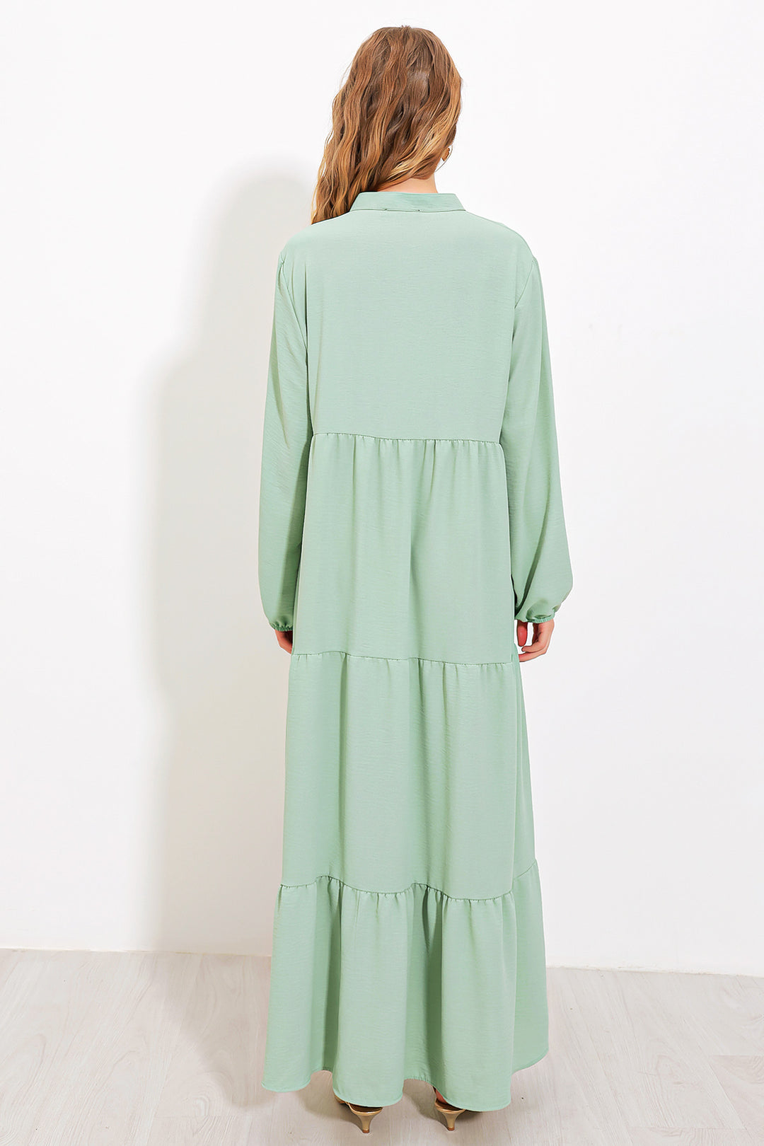 Bigdart Robe longue de hijab en viscose à lacets vert d'eau femme 1627 - c. çağla