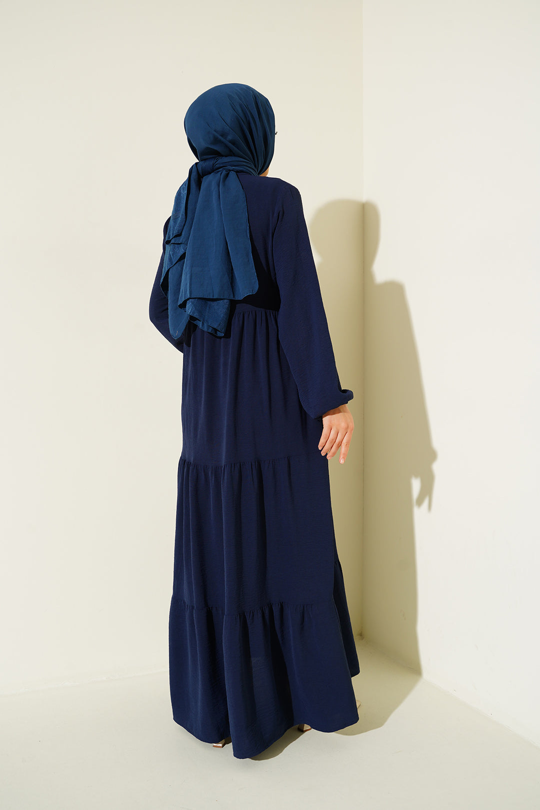 Bigdart Robe de hijab à col avec lacets 1627 - Bleu marine