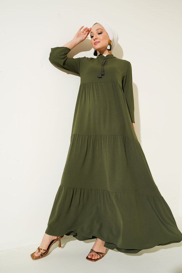 Bigdart 1627 Robe Modeste à Lacets - d.Kaki