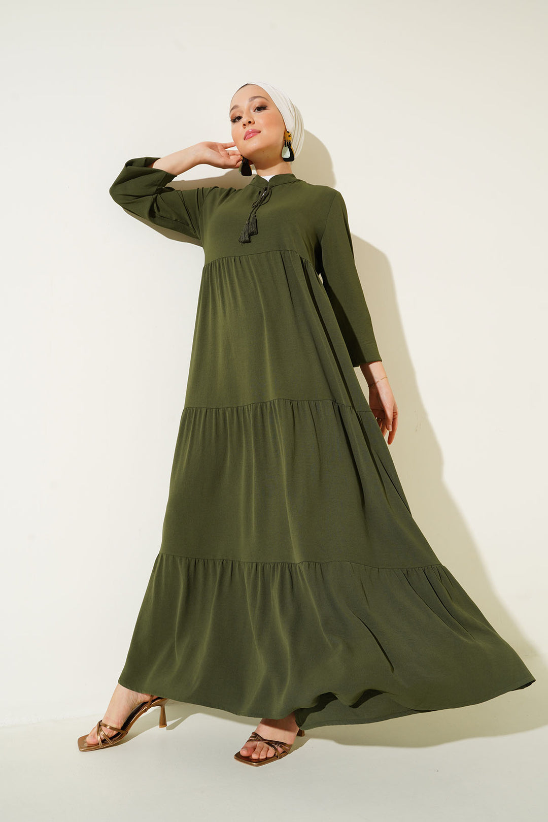 Bigdart 1627 Robe Modeste à Lacets - d.Kaki