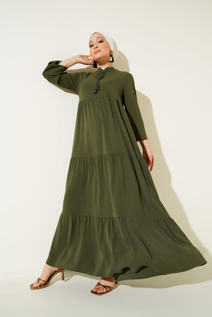 Bigdart 1627 Robe Modeste à Lacets - d.Kaki