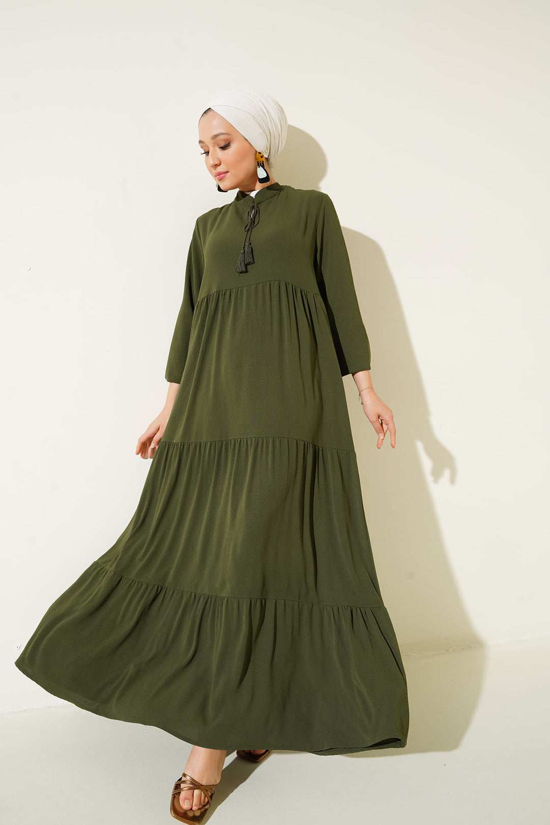 Bigdart 1627 Robe Modeste à Lacets - d.Kaki