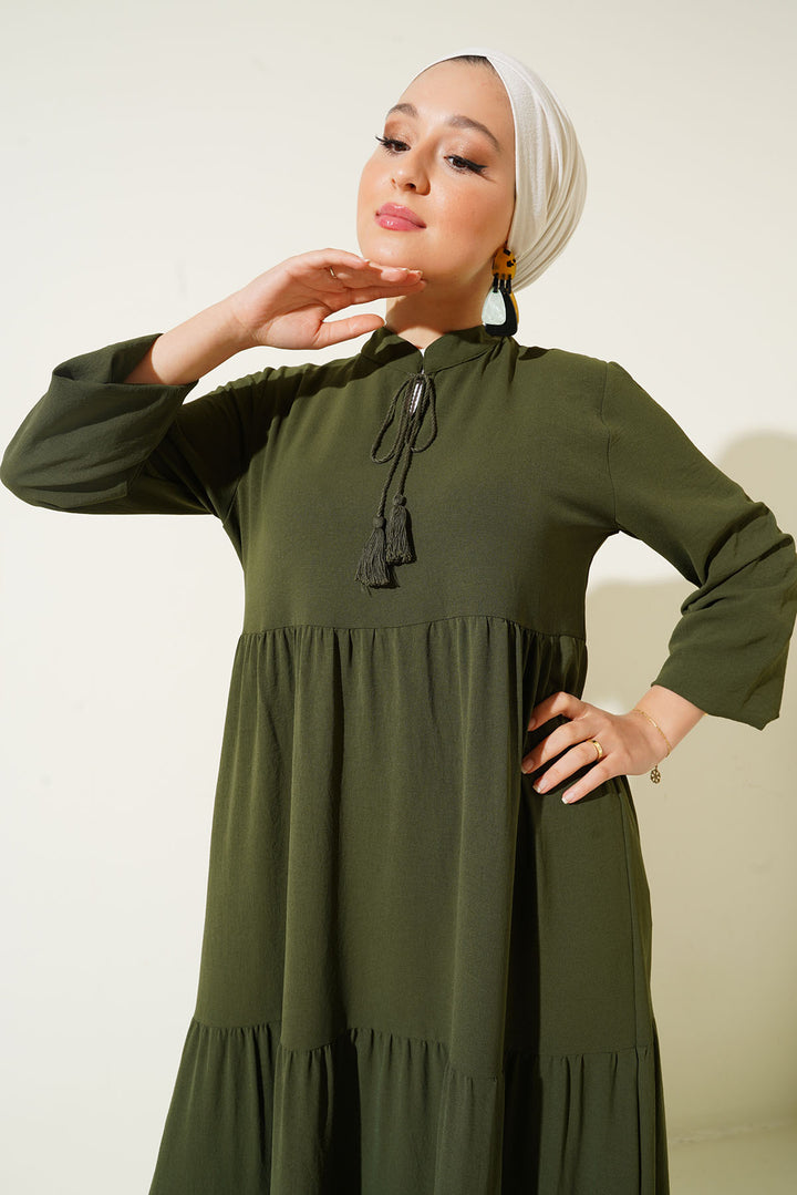 Bigdart 1627 Robe Modeste à Lacets - d.Kaki