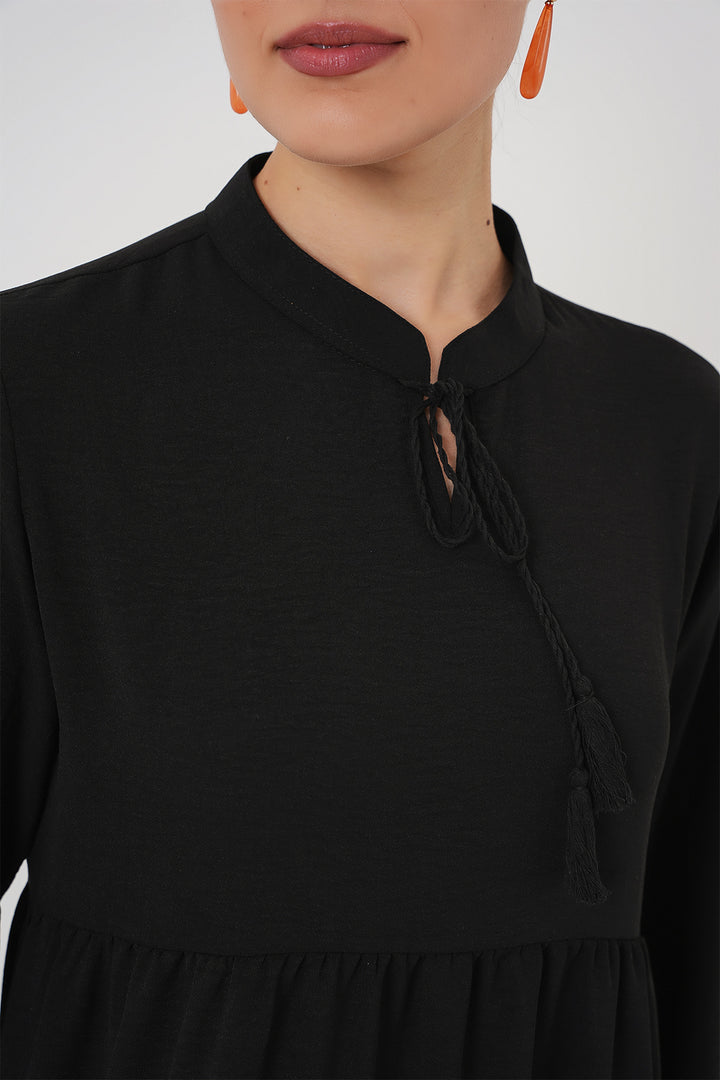 Bigdart 1627 Robe de modestie avec lacets au col - Noir