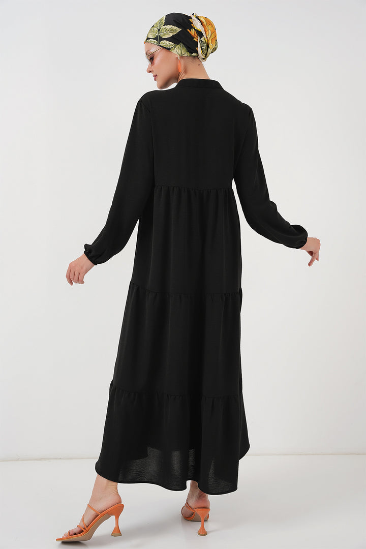 Bigdart 1627 Robe de modestie avec lacets au col - Noir