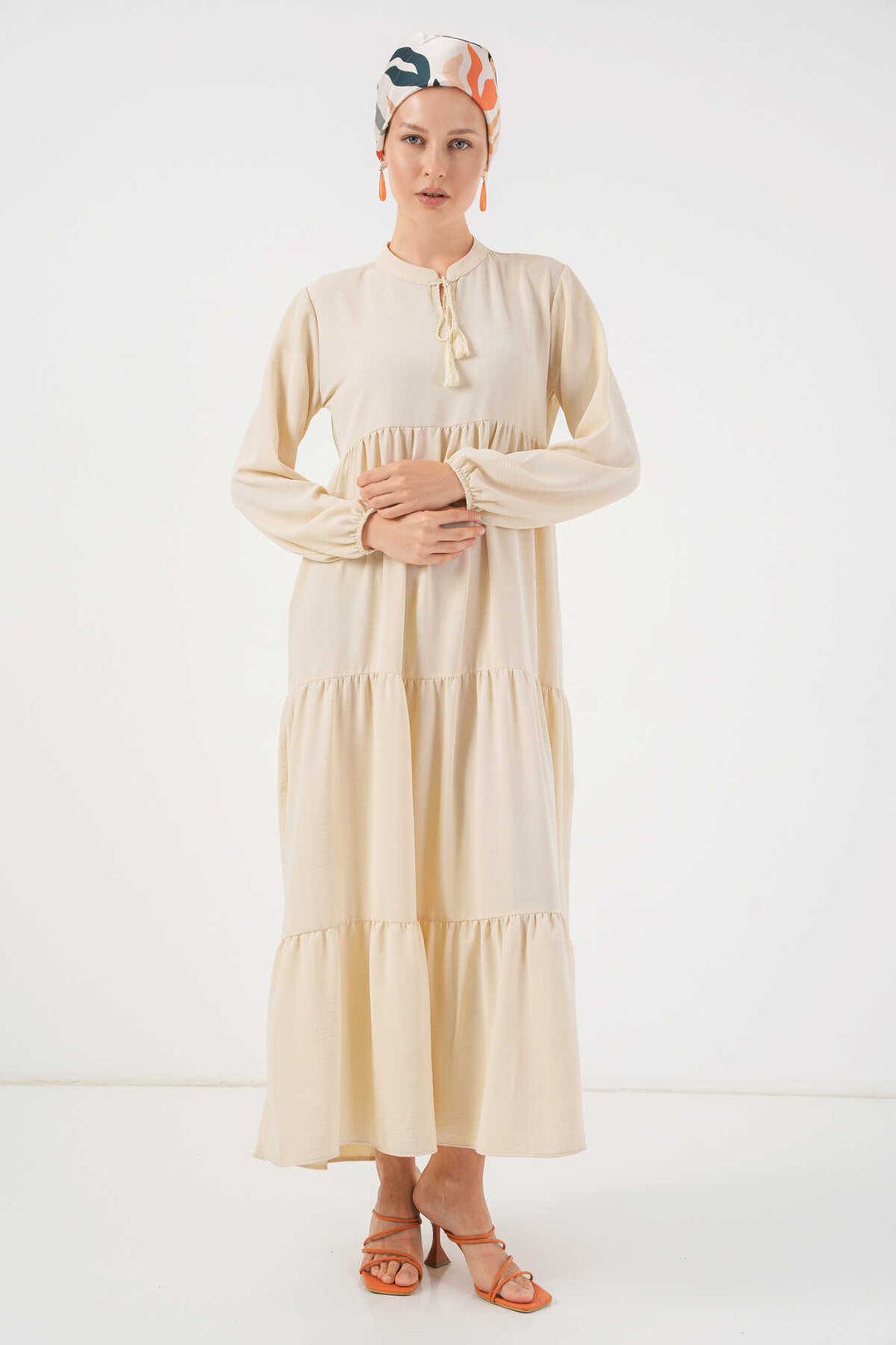 Bigdart 1627 Robe de hijab à lacets - Crème