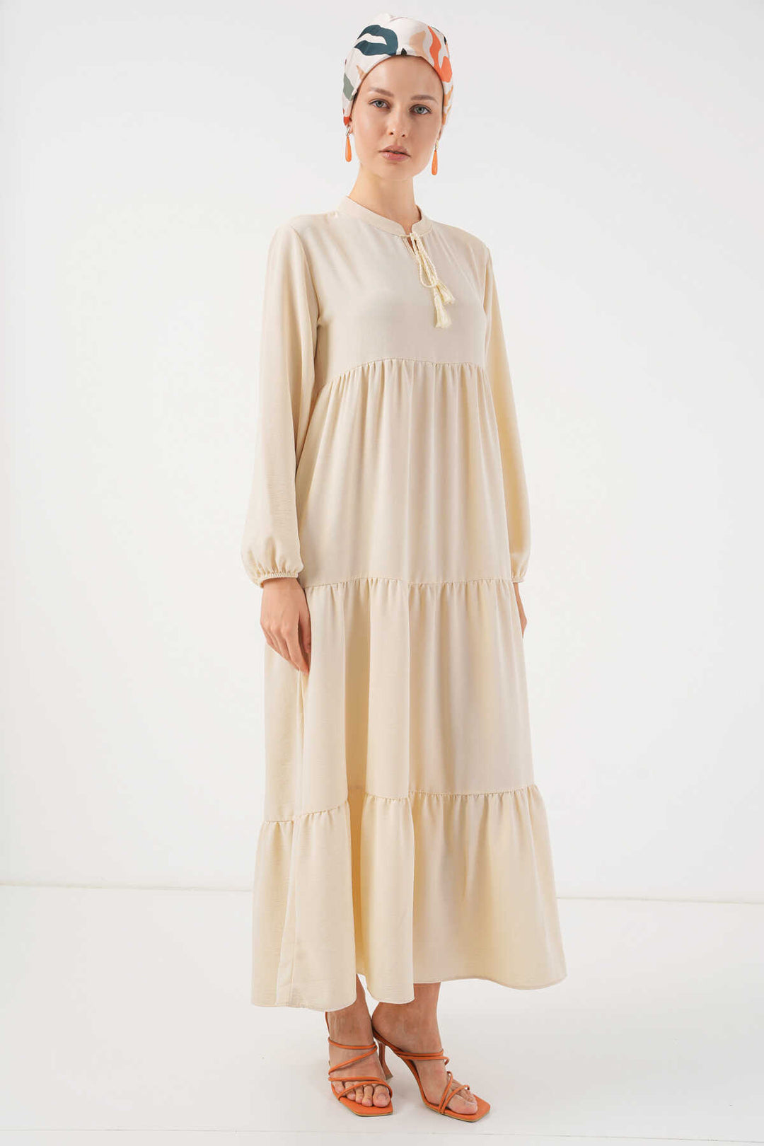 Bigdart 1627 Robe de hijab à lacets - Crème