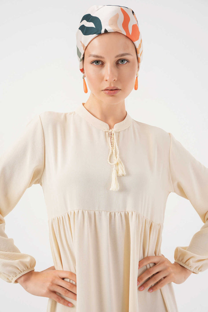 Bigdart 1627 Robe de hijab à lacets - Crème
