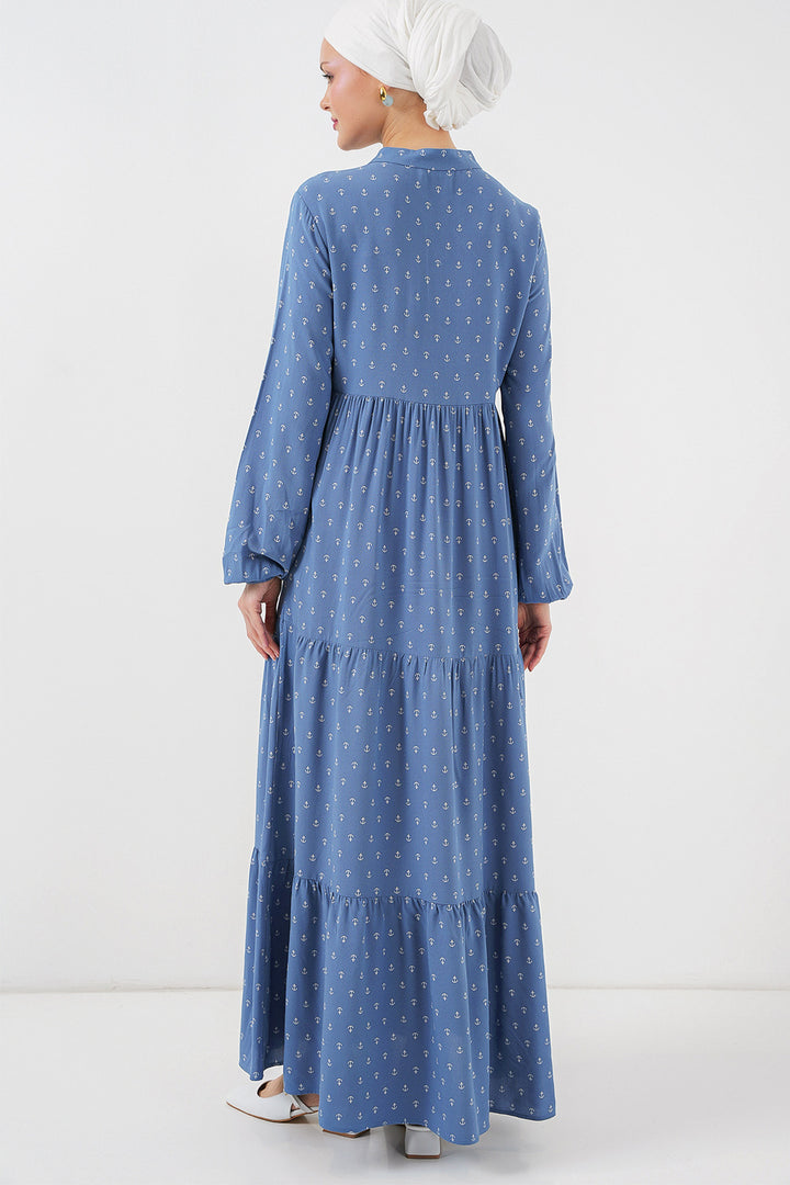 Bigdart Robe modeste à col lacé 1627 - Bleu