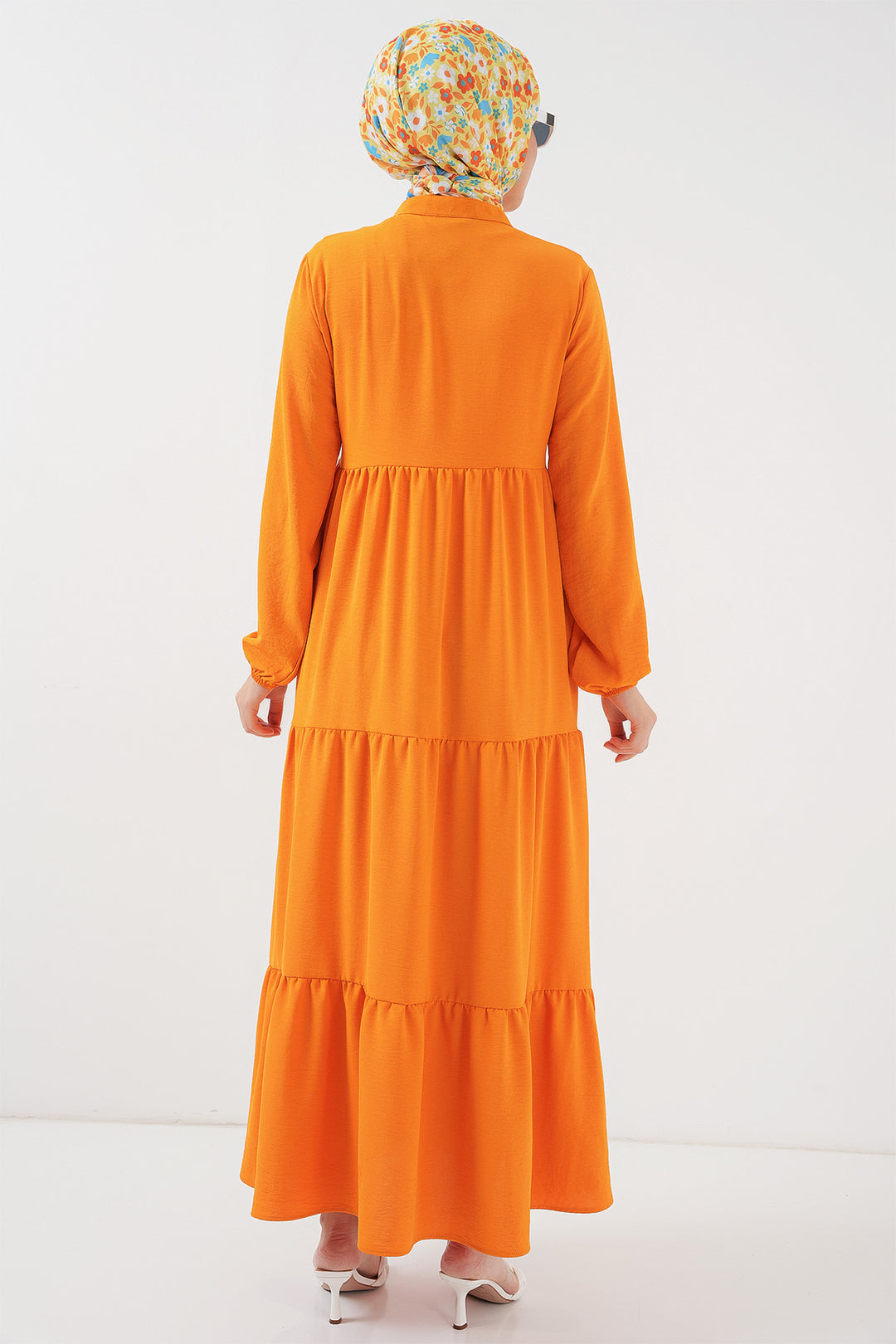 Bigdart Robe de hijab à col avec lacets 1627 - Orange