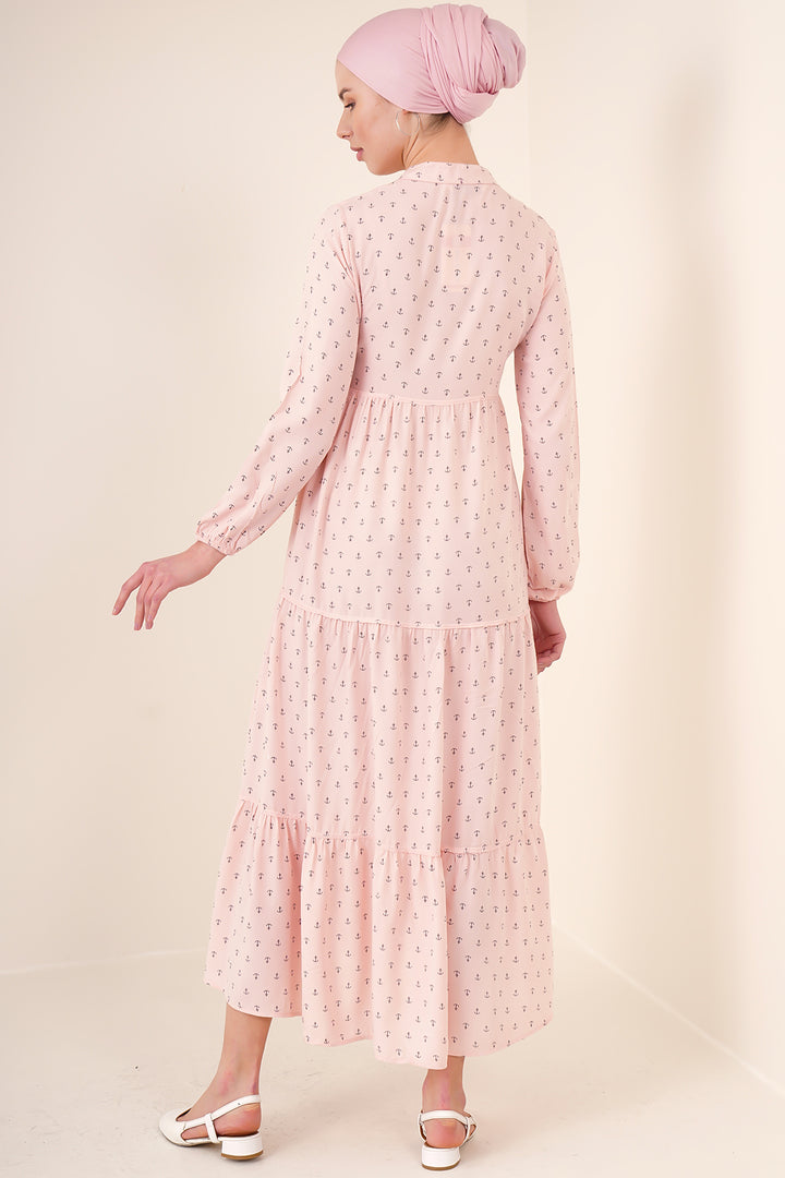 Bigdart Robe modeste à col lacé 1627 - Poudre