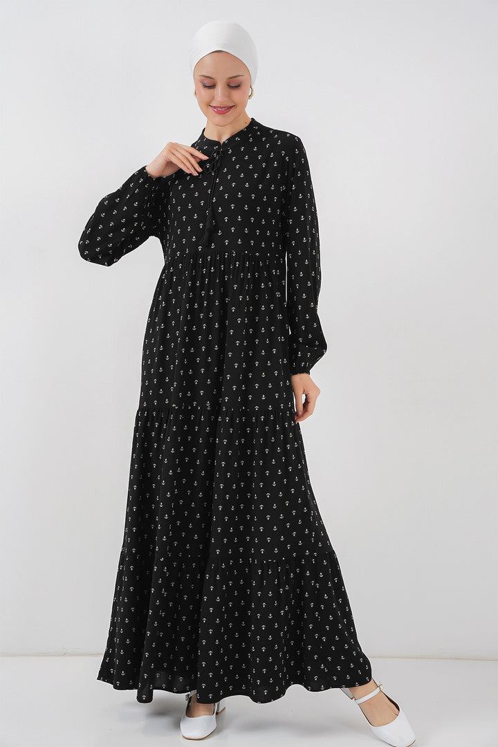 Bigdart Robe modeste à col lacé 1627 - Noir
