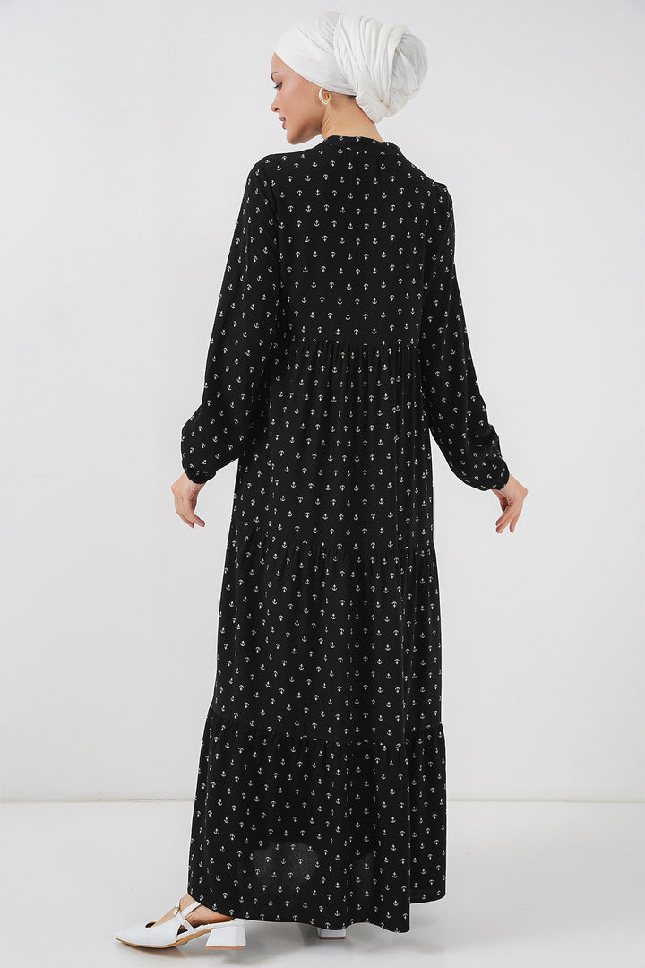 Bigdart Robe modeste à col lacé 1627 - Noir