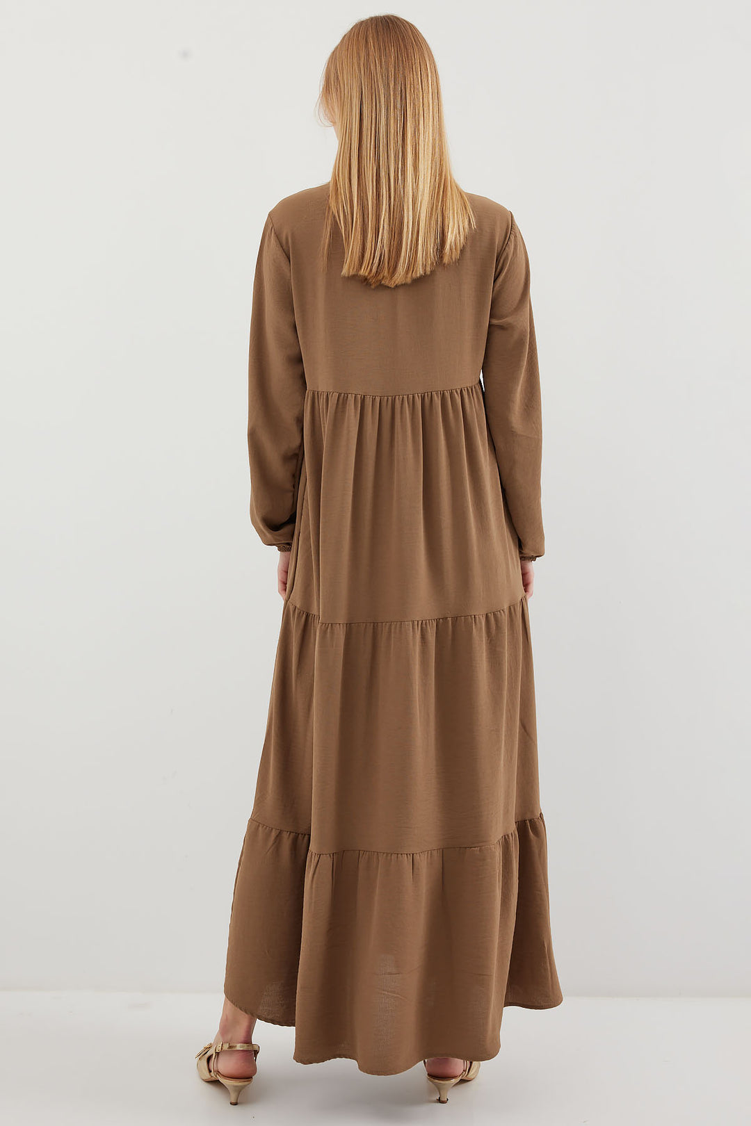 Bigdart Robe de hijab à lacets 1627 - Crème Marron
