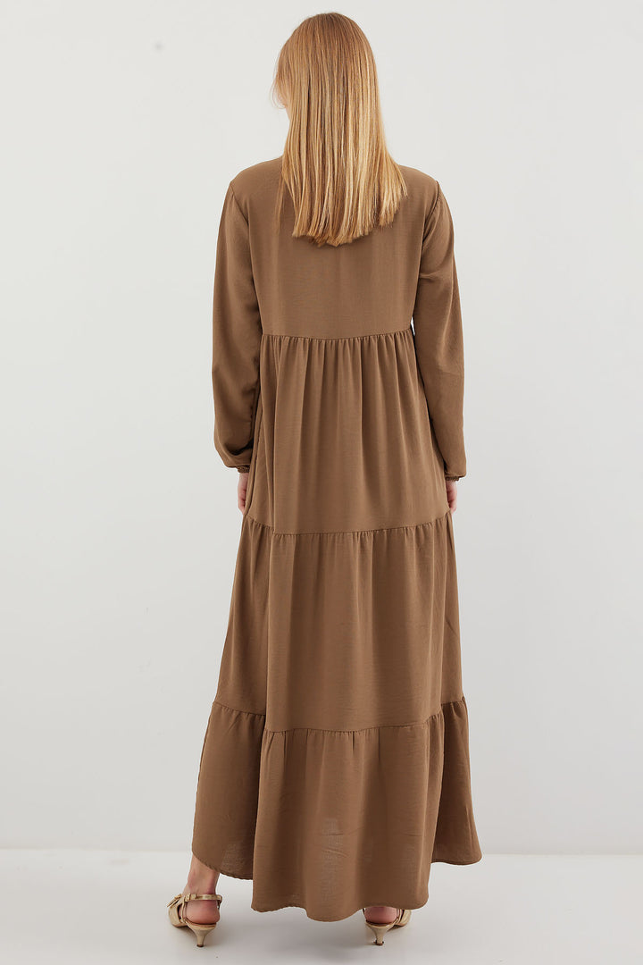 Bigdart Robe de hijab à lacets 1627 - Crème Marron