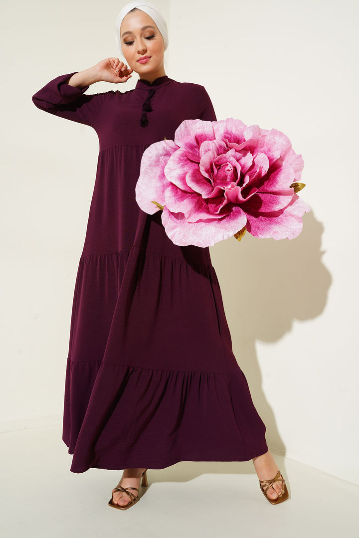 Bigdart Robe de hijab à lacets 1627 - Bordeaux