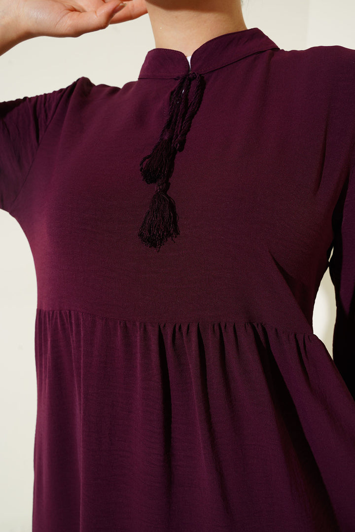Bigdart Robe de hijab à lacets 1627 - Bordeaux