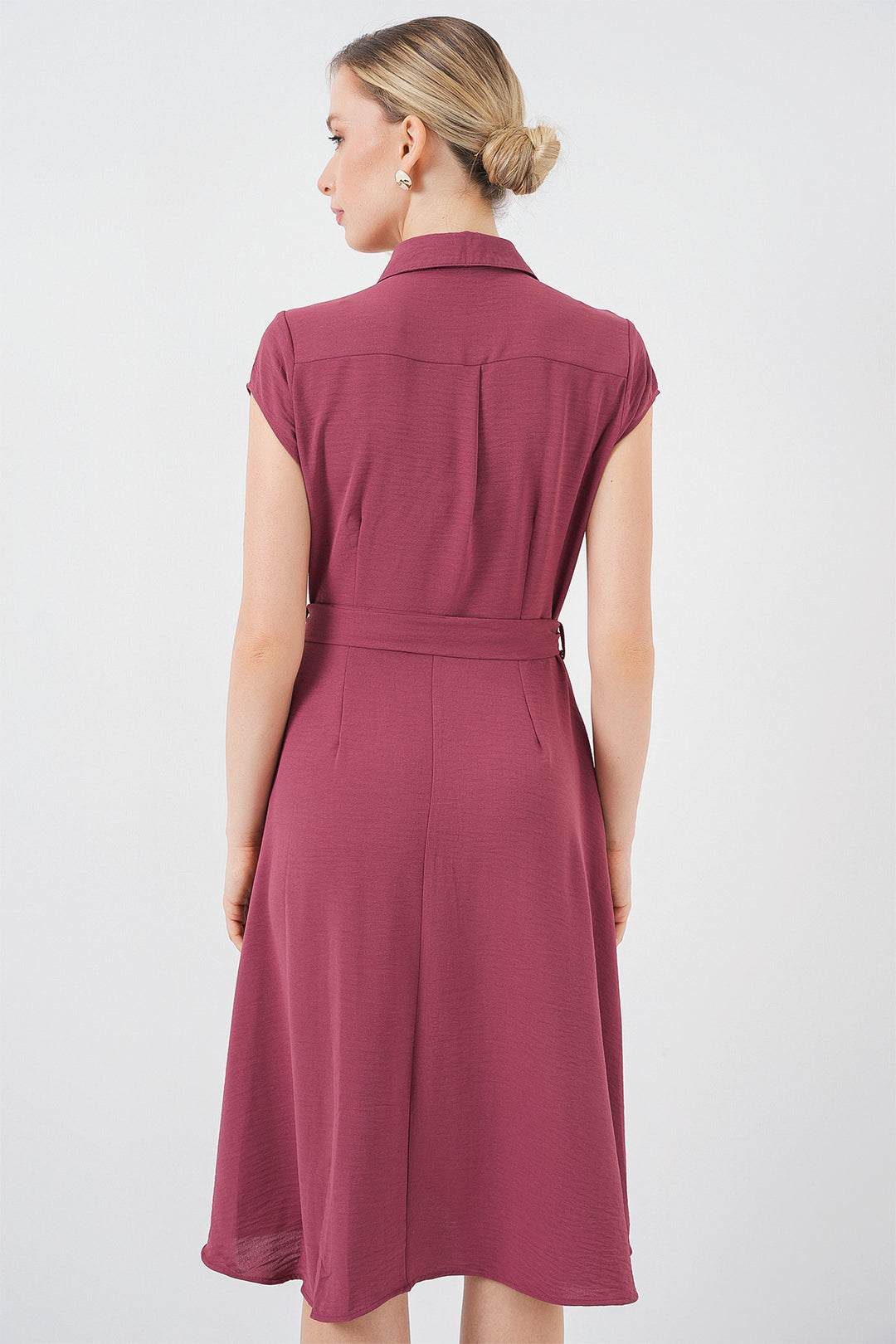Bigdart 1677 Robe à ceinture à boutons - Vieux rose