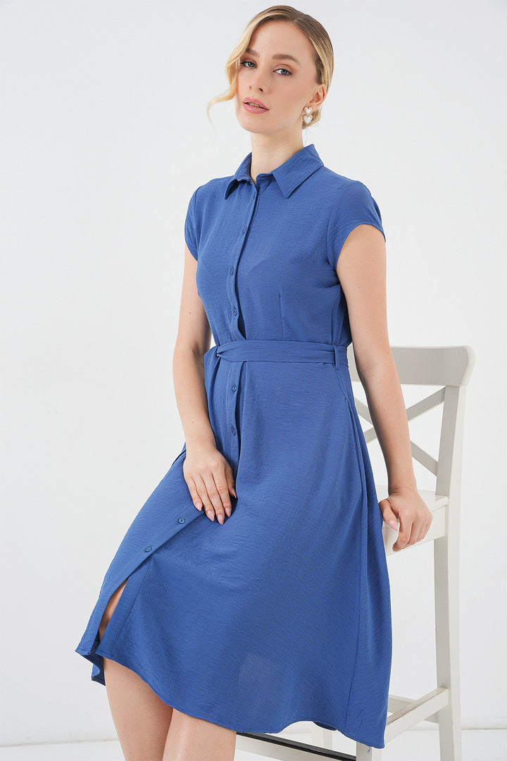 Bigdart Robe à ceinture avec boutons sur toute la longueur 1677 - Indigo