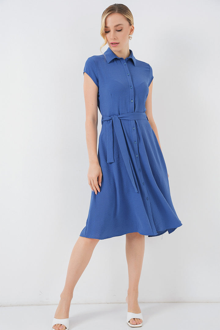 Bigdart Robe à ceinture avec boutons sur toute la longueur 1677 - Indigo