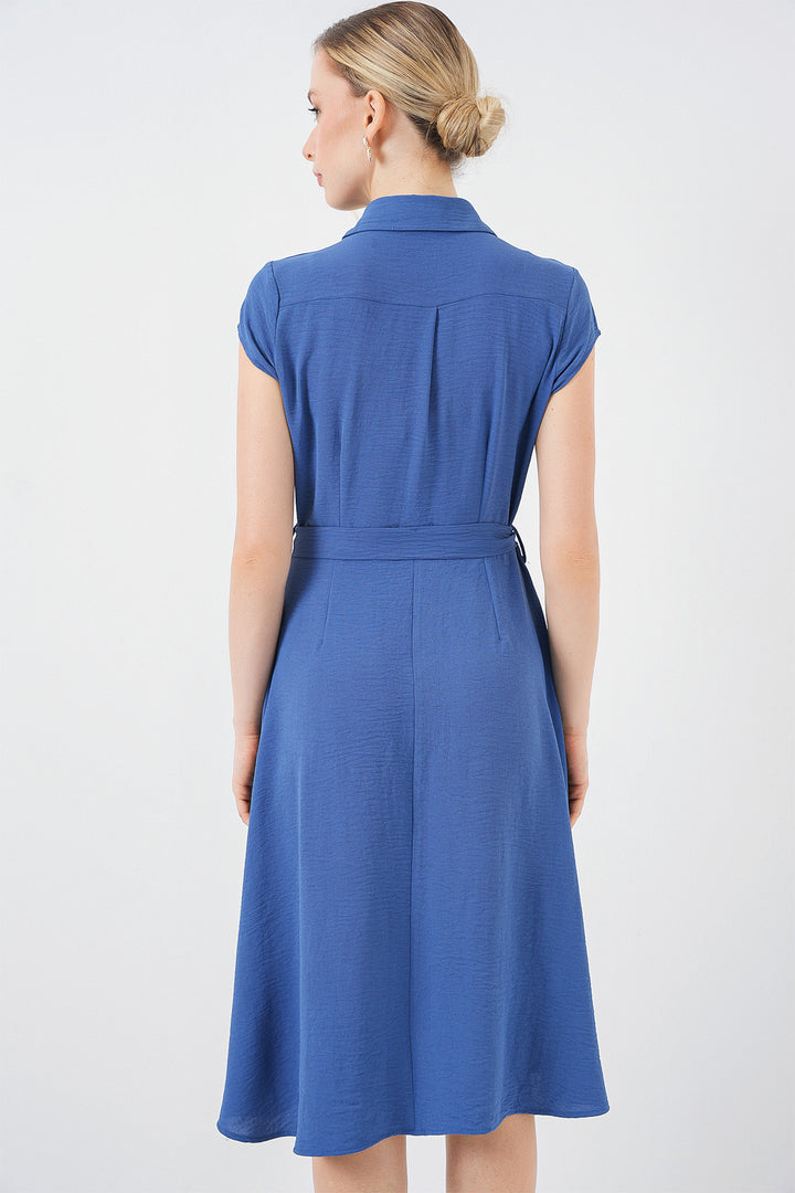 Bigdart Robe à ceinture avec boutons sur toute la longueur 1677 - Indigo