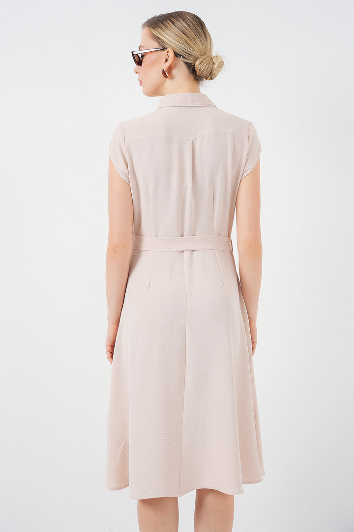 Bigdart Robe à ceinture avec boutons sur toute la longueur 1677 - Crème