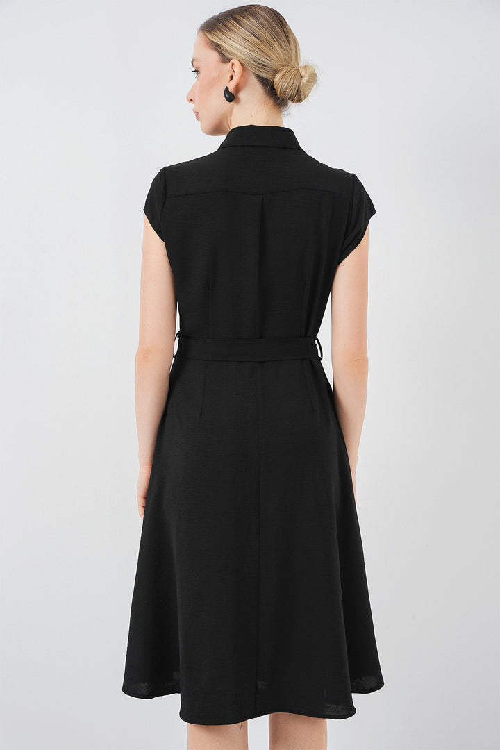 Bigdart 1677 Robe à ceinture à boutons sur toute la longueur - Noir