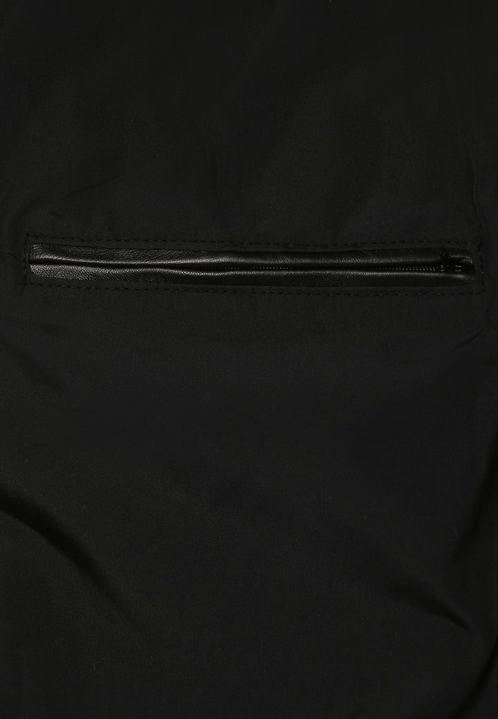 Felix Hardy Veste en Cuir Doudoune à Capuche avec Détails en Fourrure pour Homme - Noir
