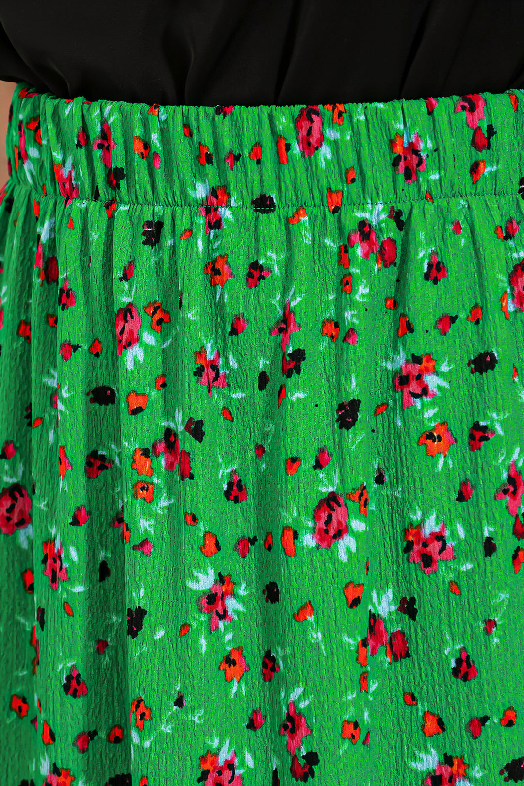 Bigdart Jupe longue en tricot à motifs floraux verts pour femme 1886