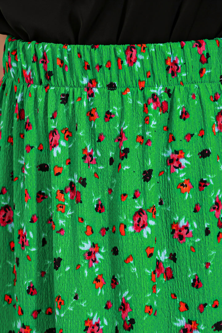Bigdart Jupe longue en tricot à motifs floraux verts pour femme 1886