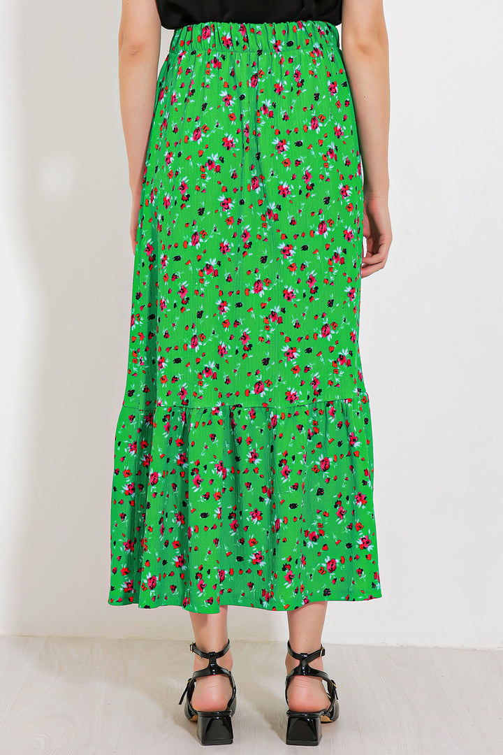 Bigdart Jupe longue en tricot à motifs floraux verts pour femme 1886
