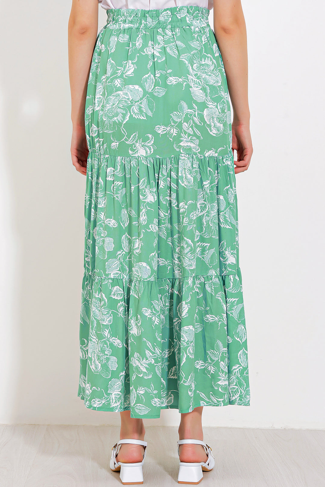 Bigdart Jupe longue en viscose à motifs vert d'eau pour femme 1898