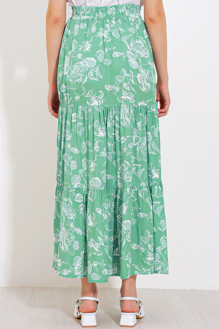 Bigdart Jupe longue en viscose à motifs vert d'eau pour femme 1898