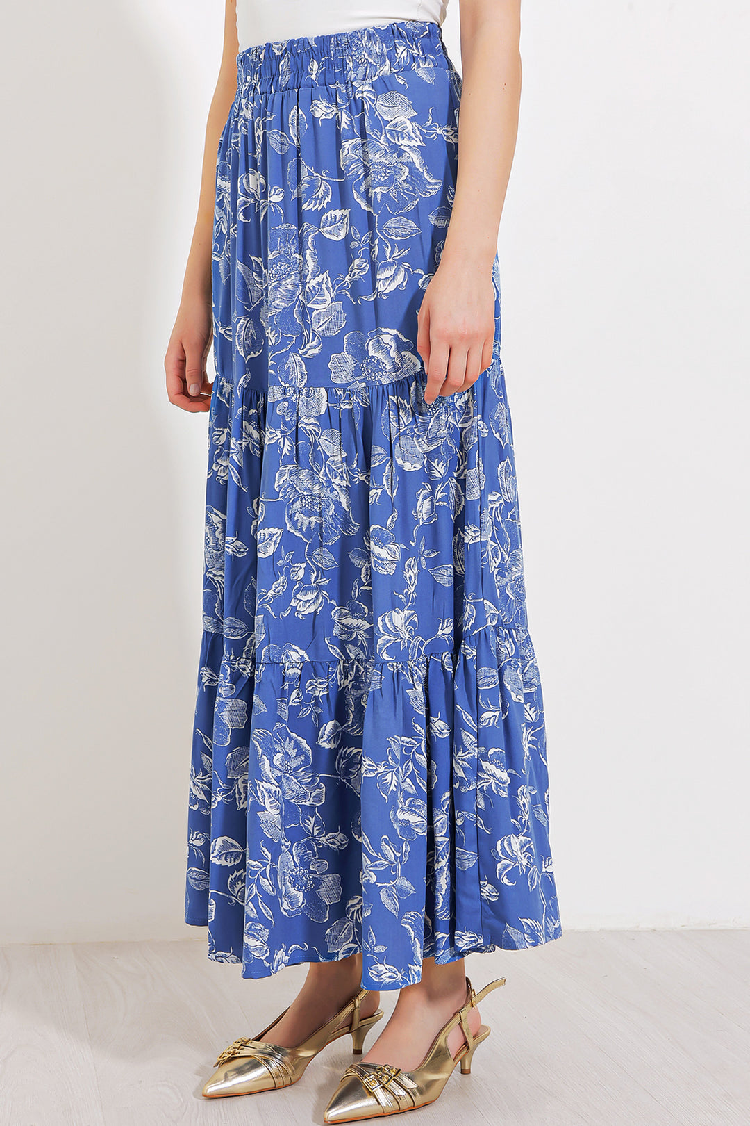 Bigdart Jupe longue en viscose à motifs indigo pour femme 1898