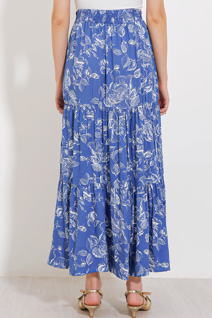 Bigdart Jupe longue en viscose à motifs indigo pour femme 1898