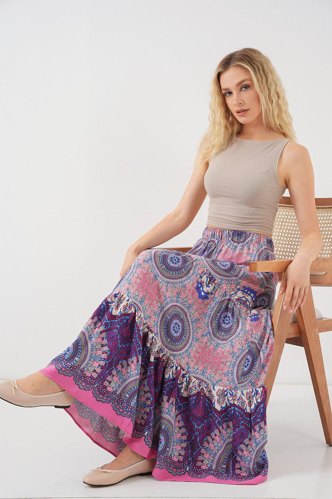 Bigdart Jupe longue à motifs 1898 - Rose