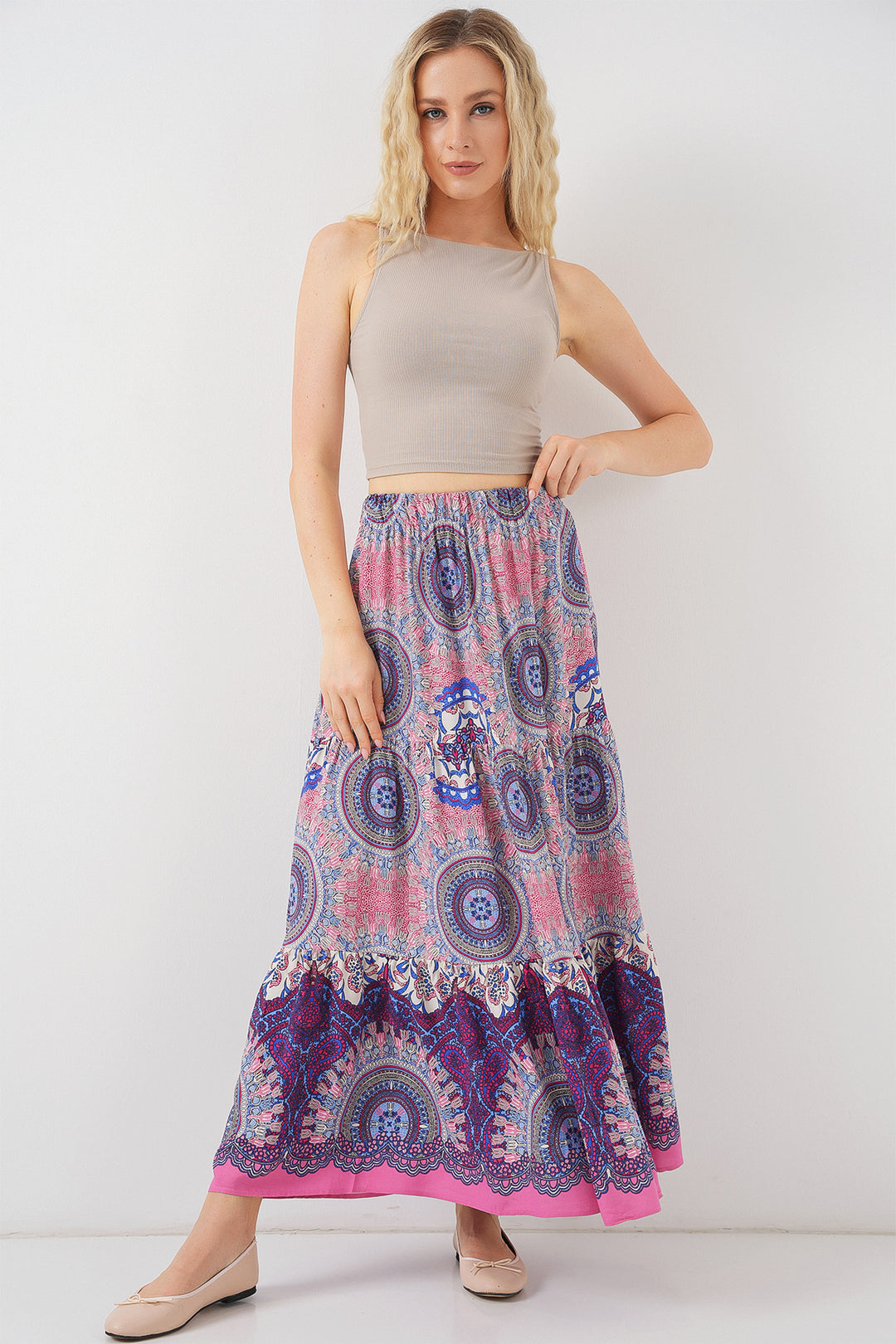 Bigdart Jupe longue à motifs 1898 - Rose