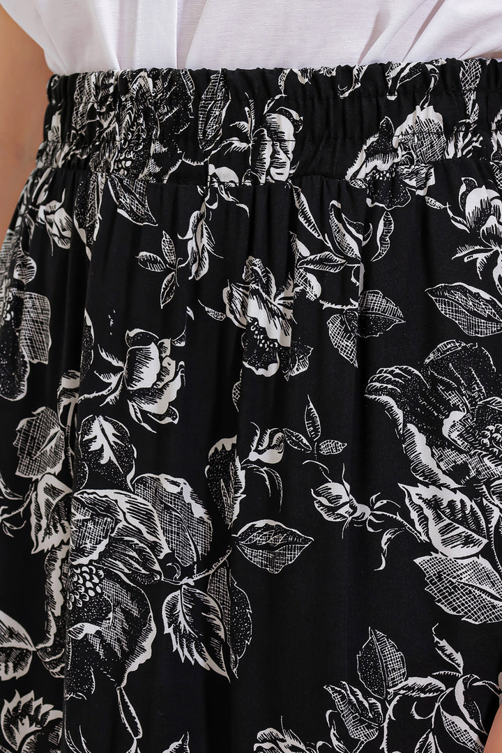 Bigdart Jupe longue en viscose à motifs noirs pour femme 1898 - Noir
