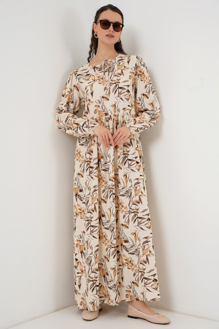 Bigdart 1947 Robe longue à motifs - Beige