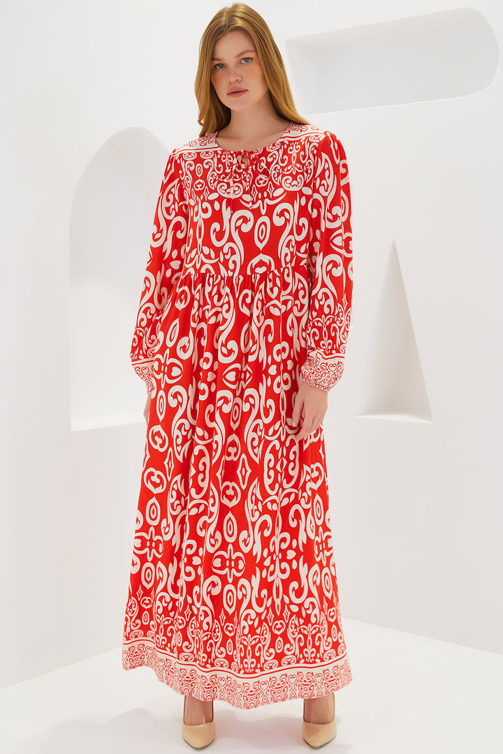 Bigdart Robe Longue en Viscose à Motifs Rouge Femme 1947