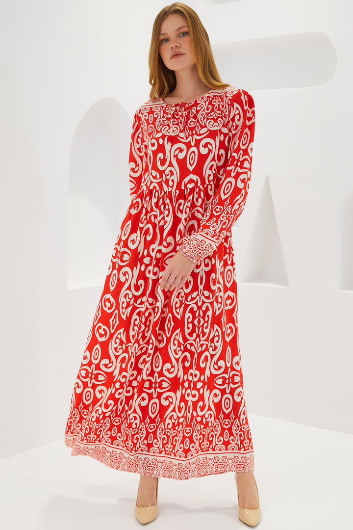Bigdart Robe Longue en Viscose à Motifs Rouge Femme 1947