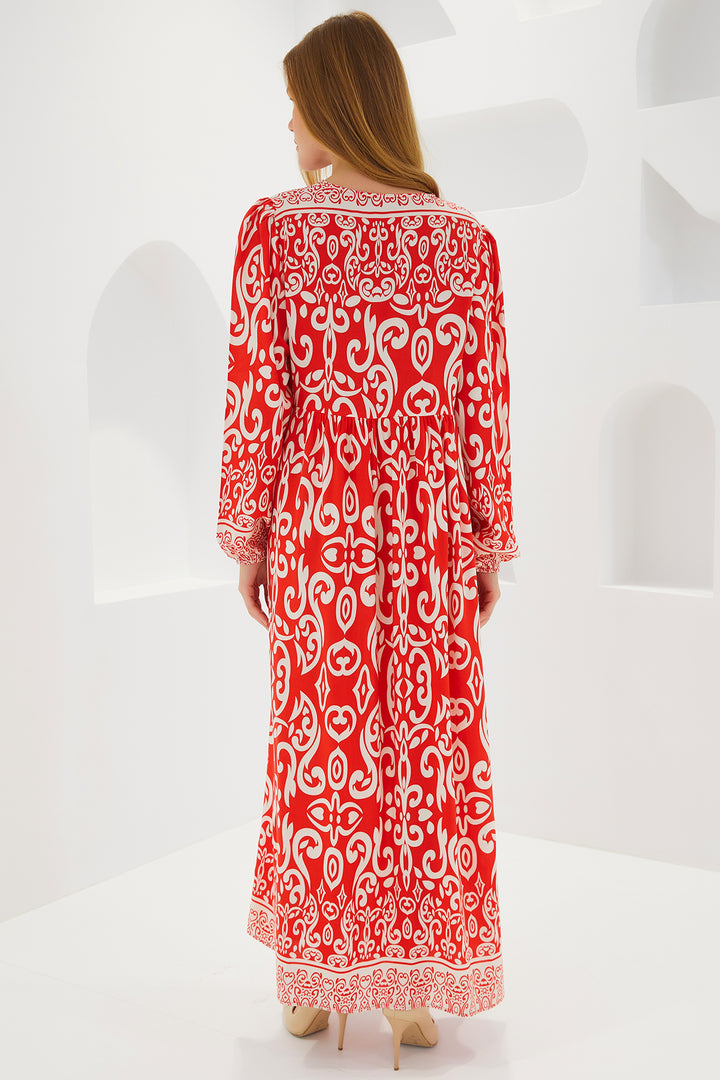 Bigdart Robe Longue en Viscose à Motifs Rouge Femme 1947