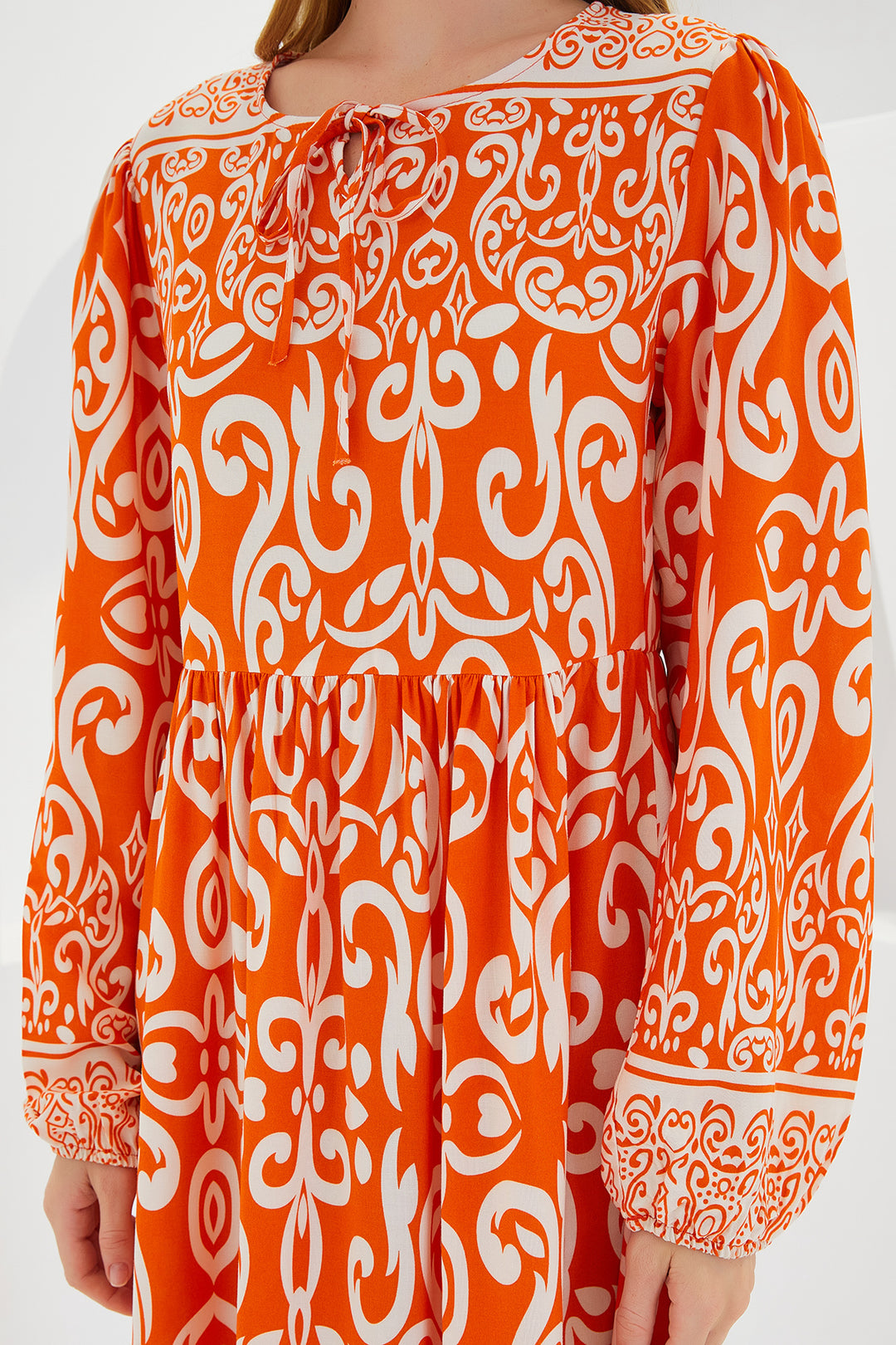 Bigdart Robe Longue en Viscose à Motifs Écru Orange Femme 1947