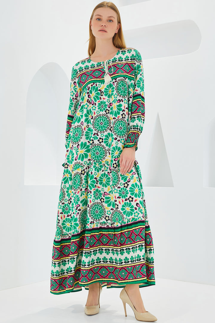 Bigdart Robe Longue en Viscose à Motifs Rouge Vert Femme 1947