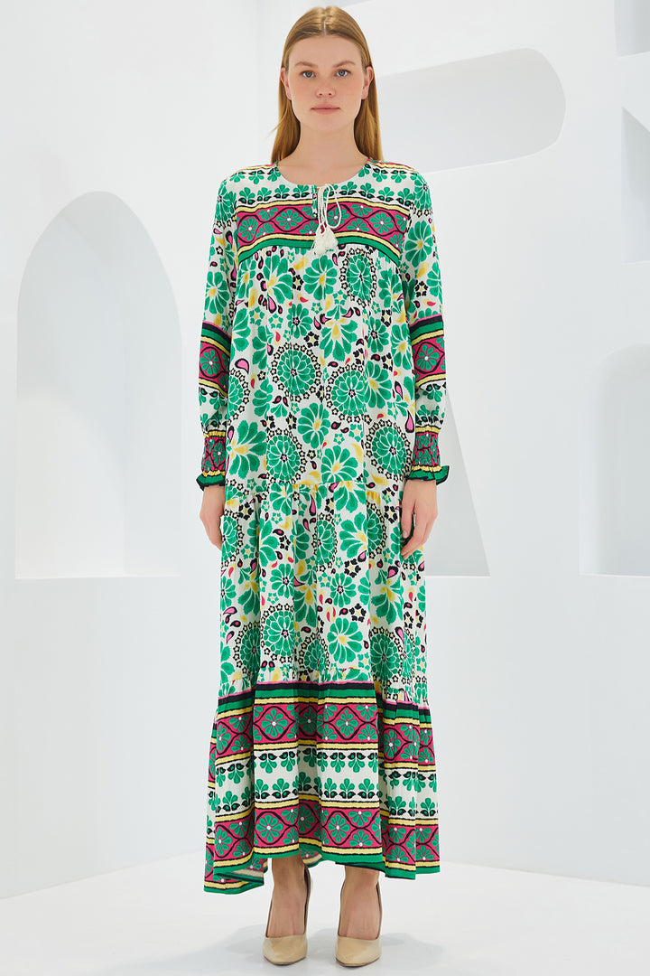 Bigdart Robe Longue en Viscose à Motifs Rouge Vert Femme 1947